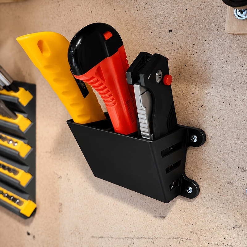 Workshop Tools Box - 3D‑Printed Wall‑Mounted 4‑Slot Utility Knife Storage