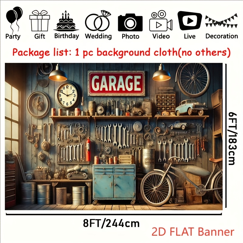 Industrial Garage Backdrop Ban - đánh giá và giá Workshop Tools Background